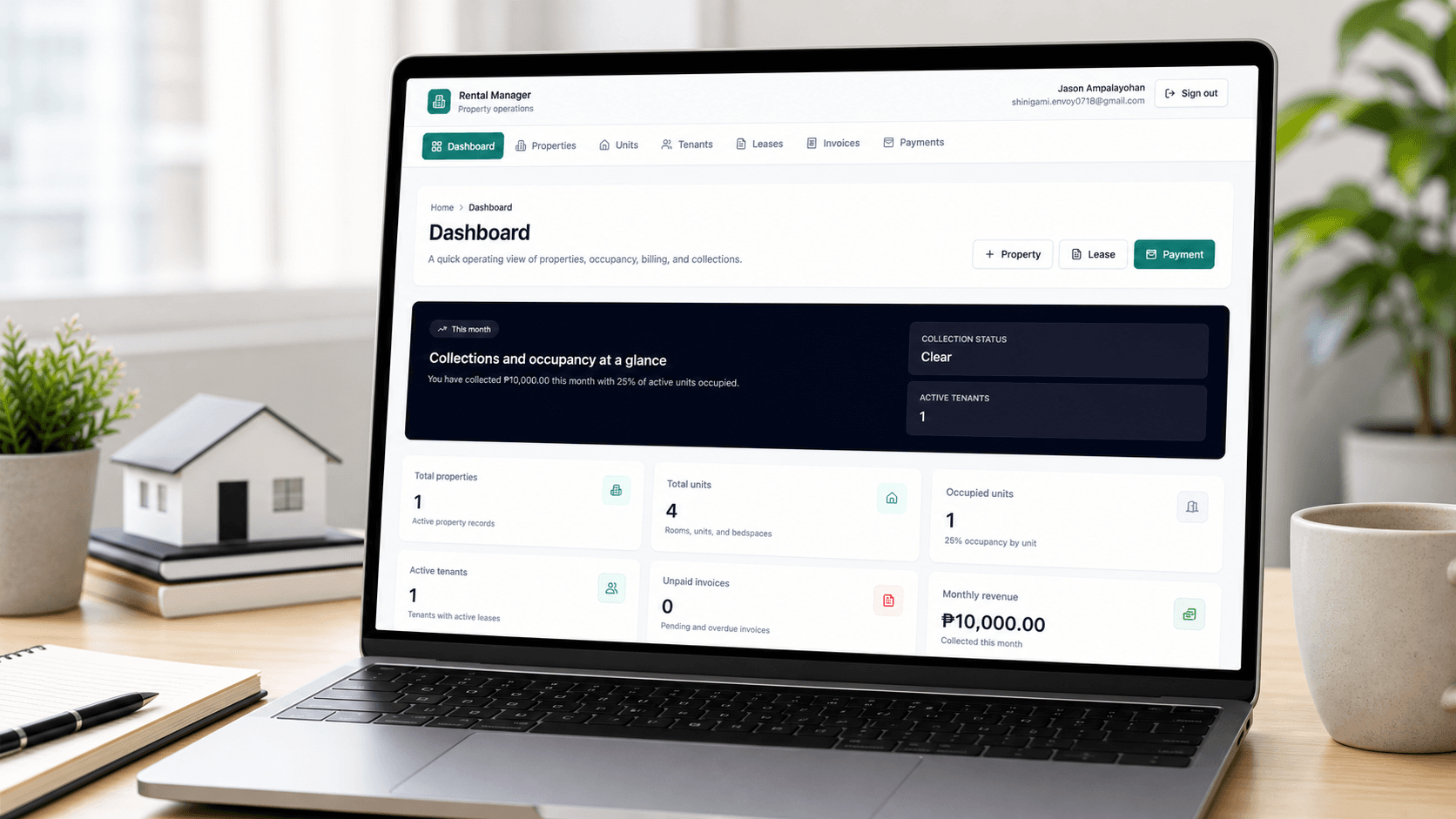 Rental Manager dashboard preview